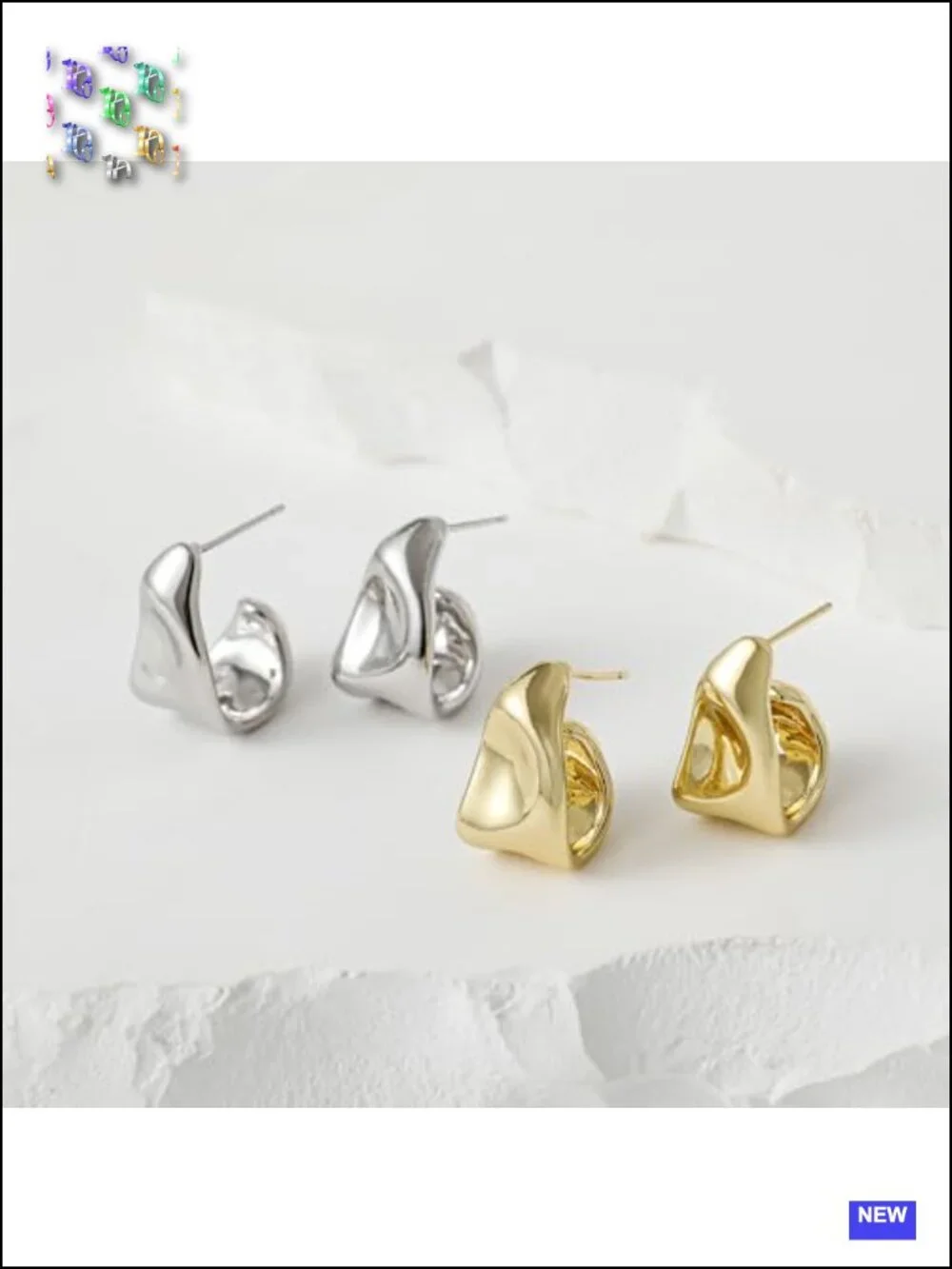 Chunky Knot Gold Earrings Statement Drop Dangle 14K Gold Plated Hypoallergenic